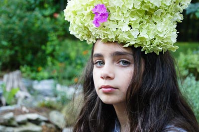 Kids with flowers on their heads